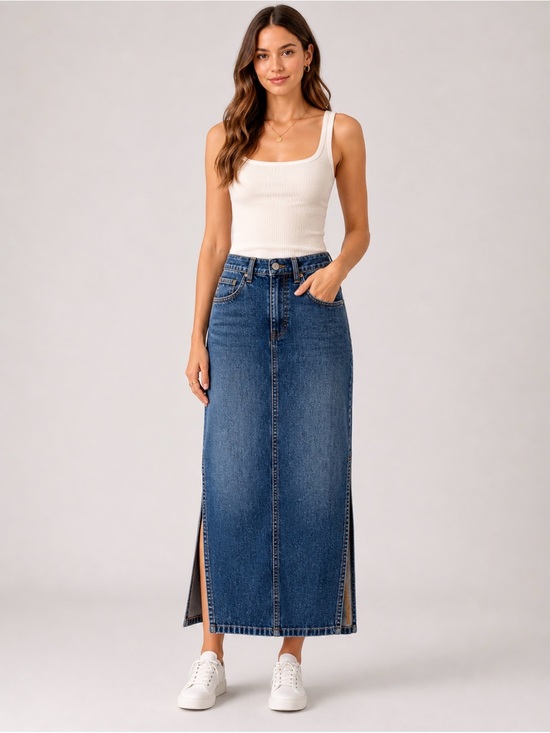 Paris Blues Dresses & Skirts - Paris Blues Long Denim Maxi Skirt Junior 9 100% Cotton